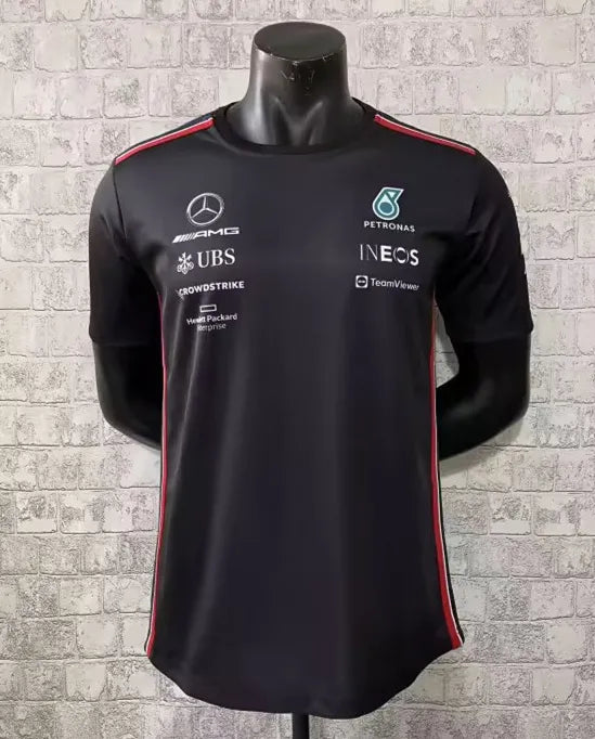 F1 Mercedes Black Round Collar Jersey 23