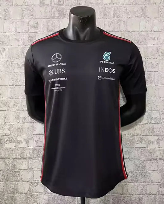 F1 Mercedes Black Round Collar Jersey 23