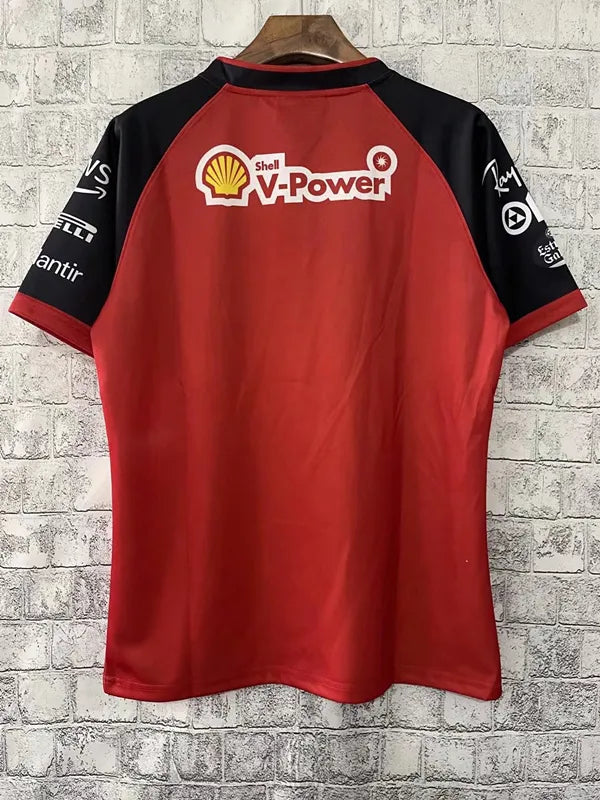 F1 Ferrari Red & Black Round Collar Black  Jersey 21/22
