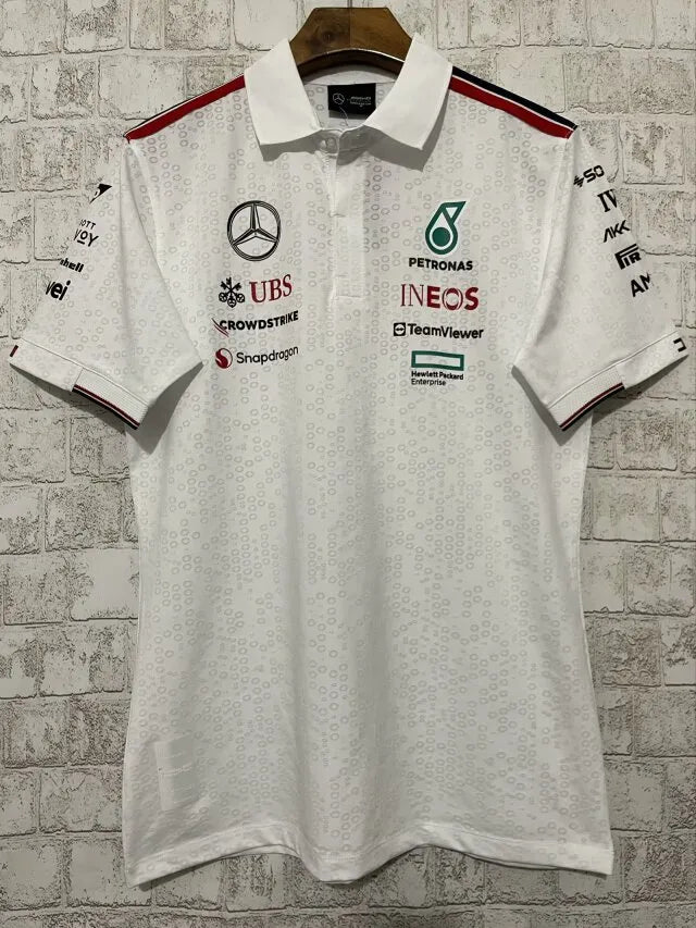 F1 Mercedes White Collared Jersey 24