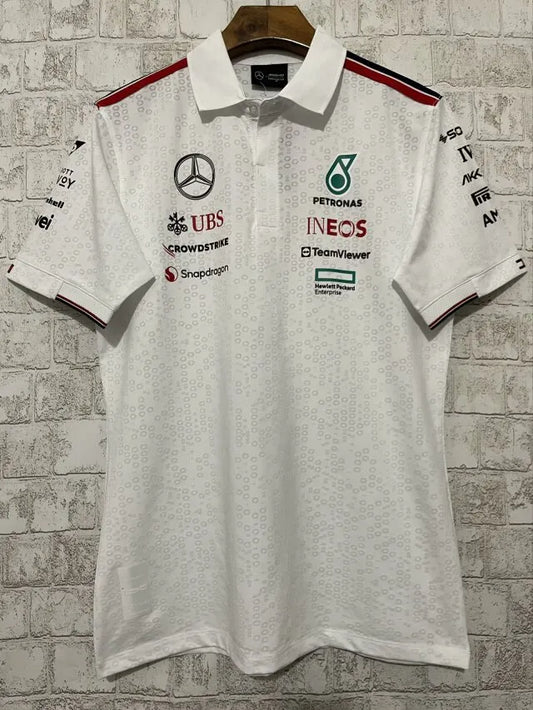F1 Mercedes White Collared Jersey 24