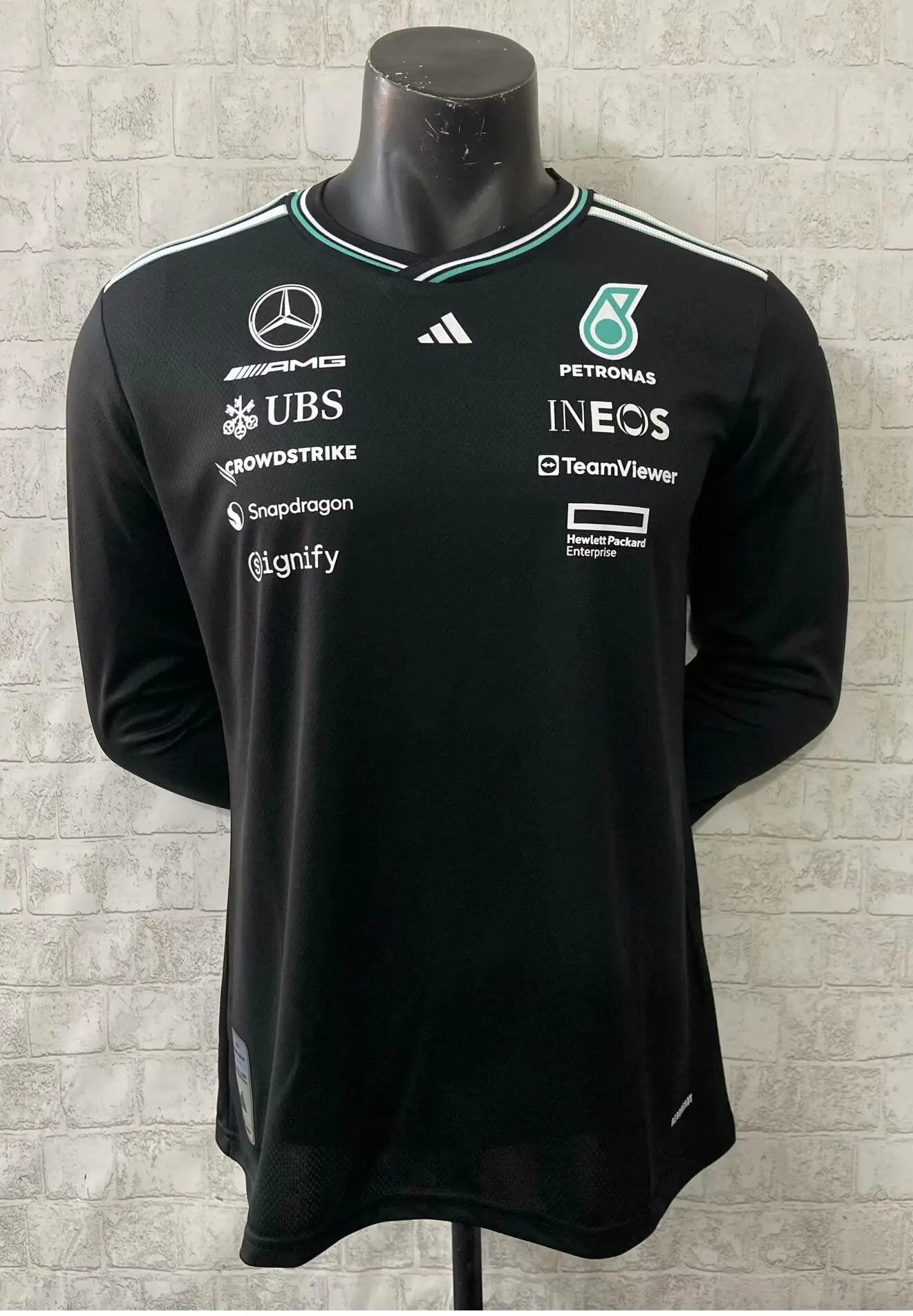 F1 Mercedes Black Round Collar LS Racing jersey 25