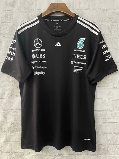 F1 Mercedes Black Round Collar Racing jersey 25