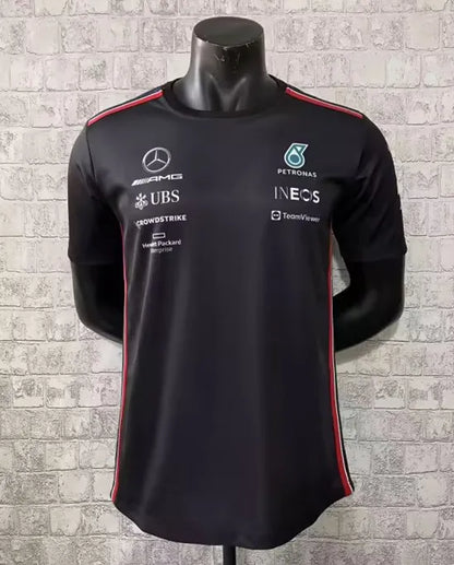 F1 Mercedes Black Round Collar Jersey 23