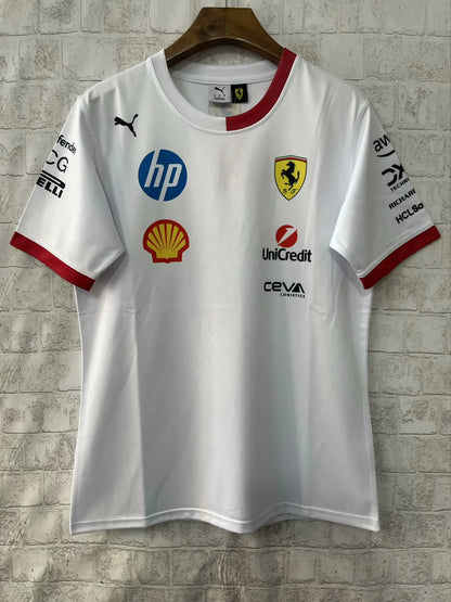 F1 Ferrari White Round Collar jersey 25
