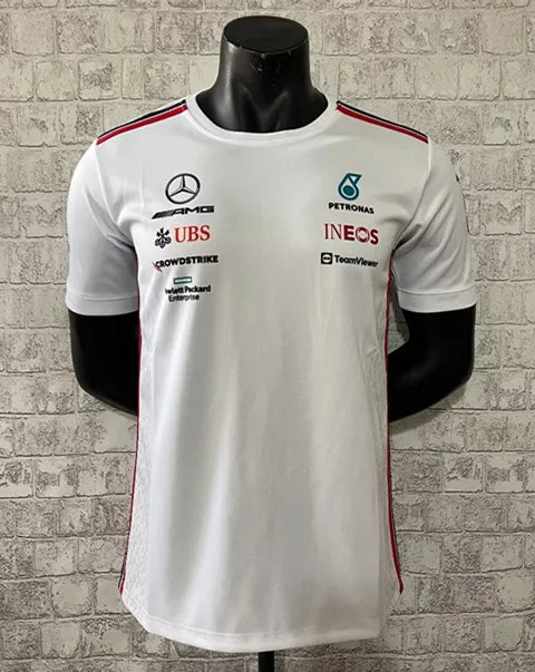 F1 Mercedes White Round Collar Jersey 23