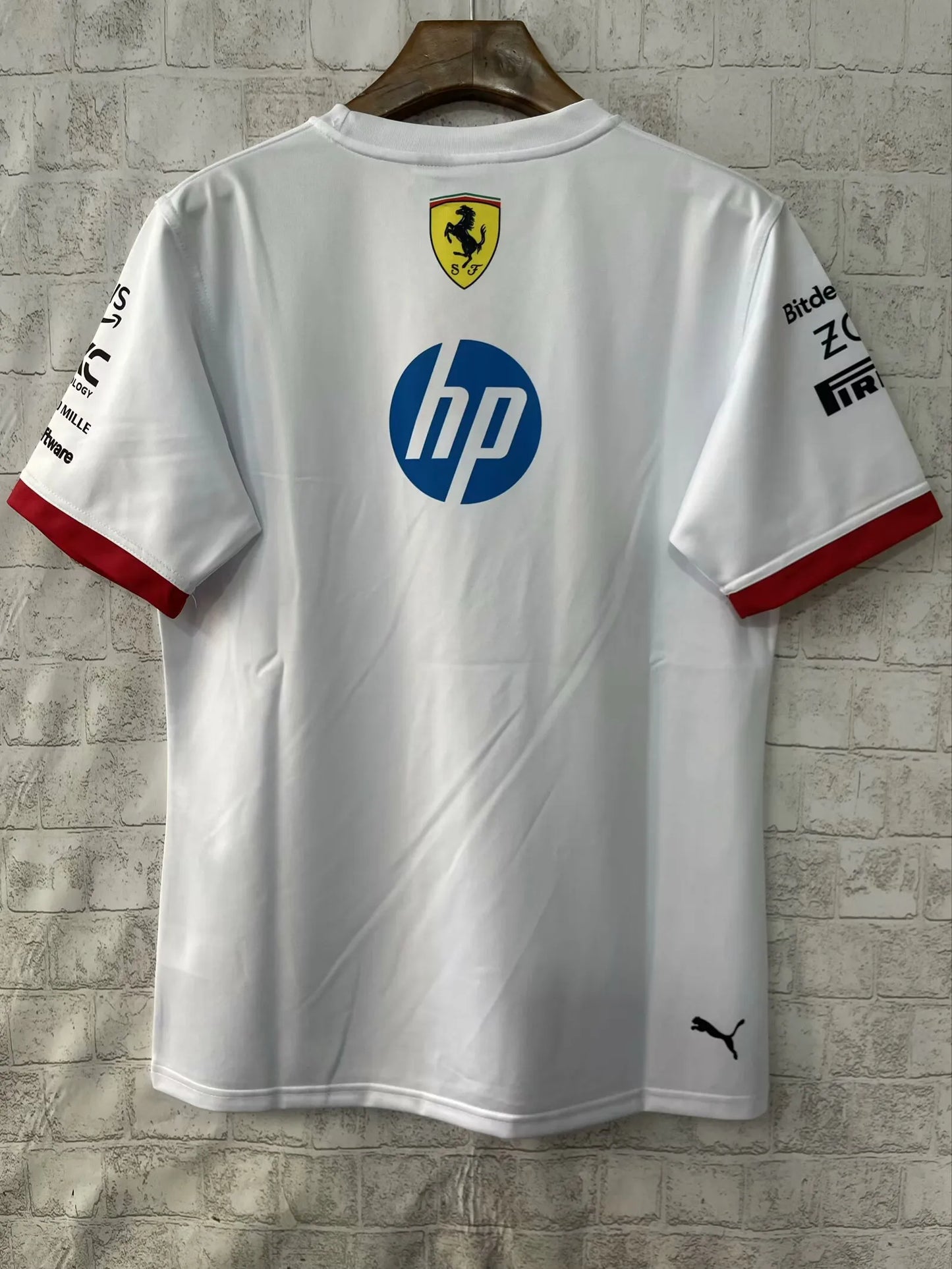 F1 Ferrari White Round Collar jersey 25