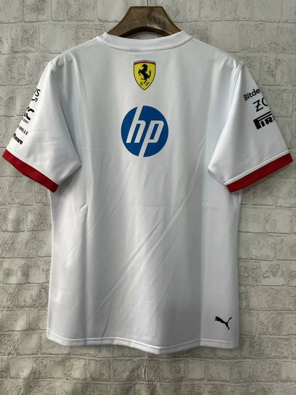 F1 Ferrari White Round Collar jersey 25