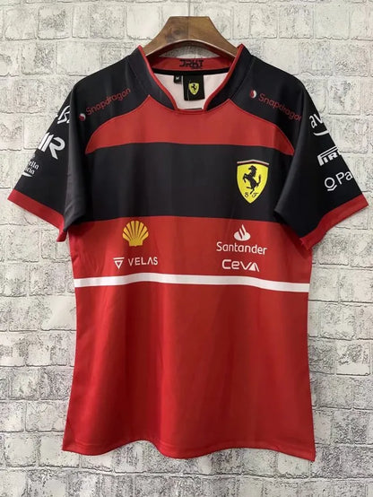 F1 Ferrari Red & Black Round Collar Black  Jersey 21/22
