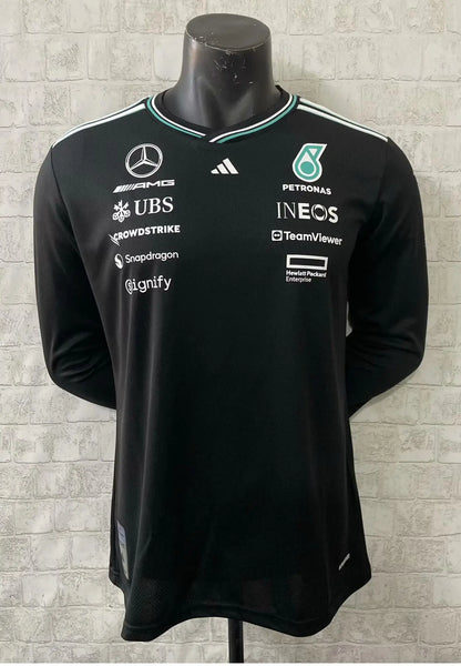 F1 Mercedes Black Round Collar LS Racing jersey 25