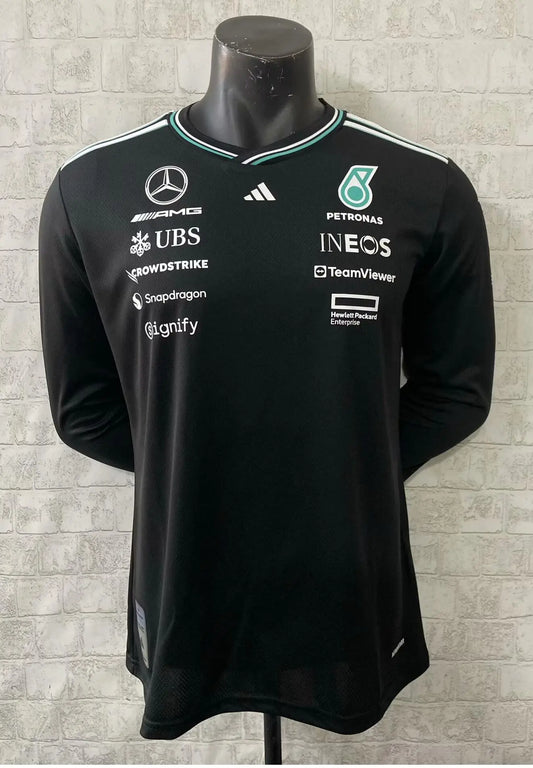 F1 Mercedes Black Round Collar LS Racing jersey 25