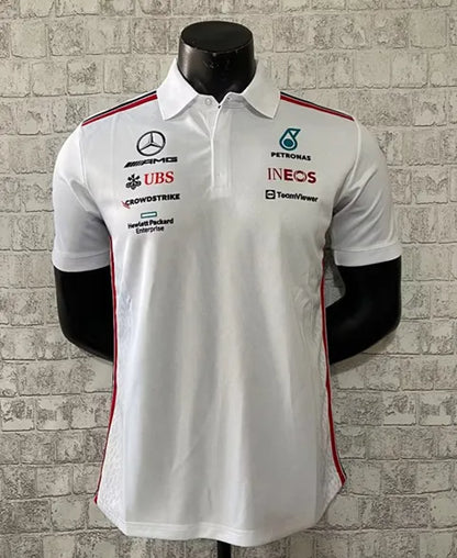 F1 Mercedes White Collar Jersey 23