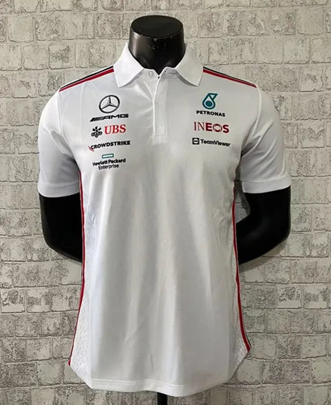 F1 Mercedes White Collar Jersey 23